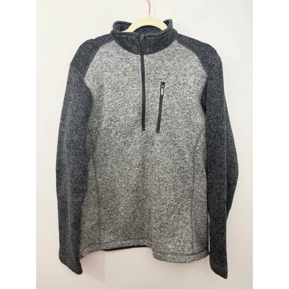 Woolrich Mens 1/4 Zip Sweater Fleece Pullover Gray Heather HMQ0038S L